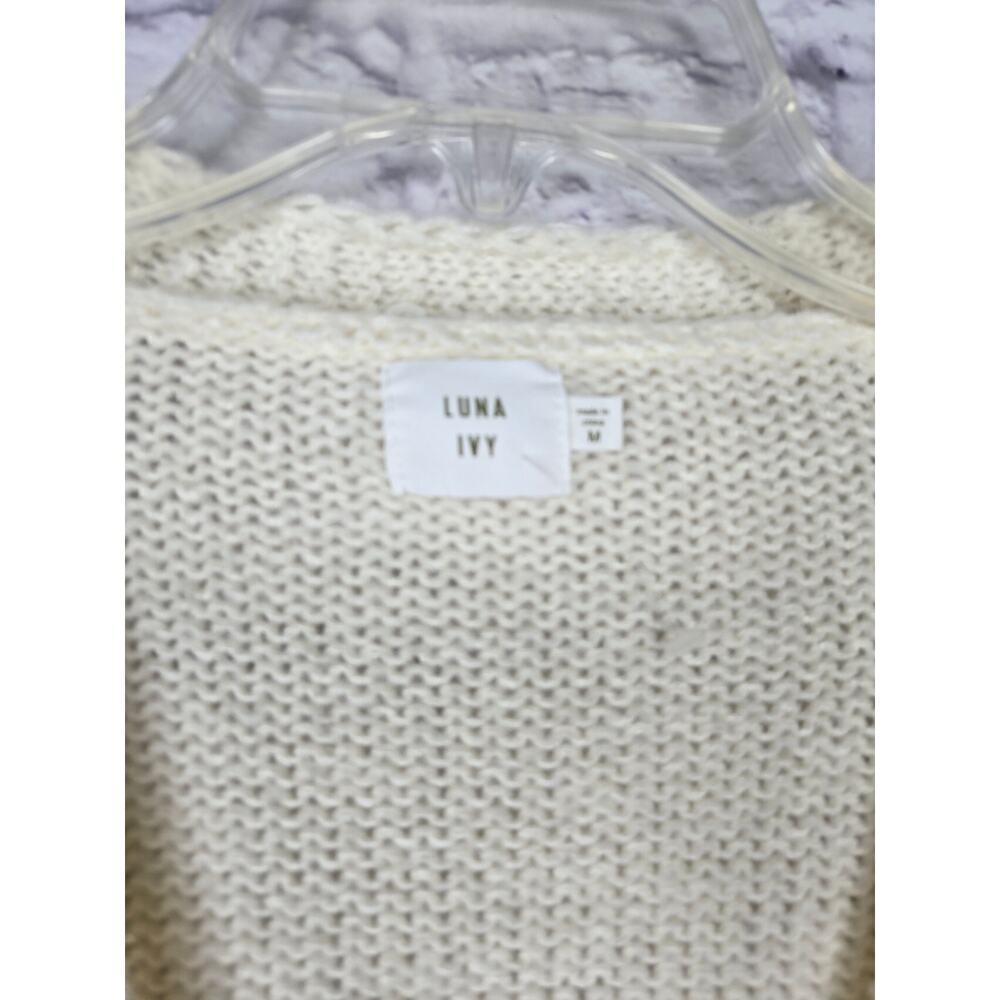 Luna Ivy Oversized Cream Strawberry Knit Cardigan Sweater Womens Medium Preppy - Picture 5 of 9